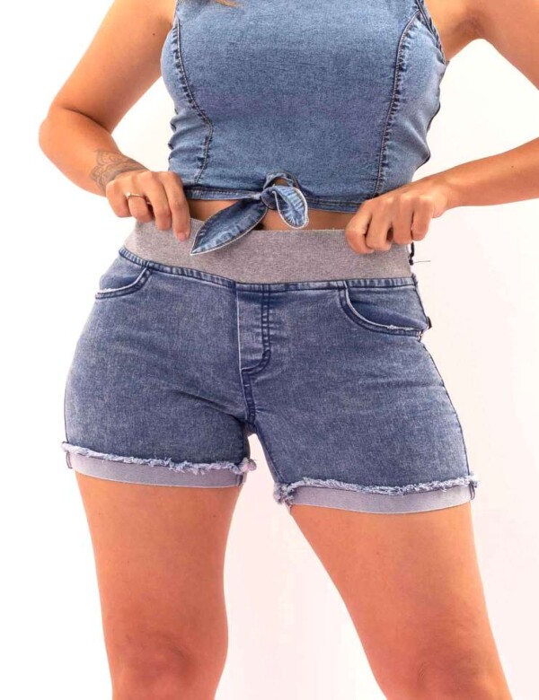 SHORT JEANS FEMININA HOT RIBANA NA CINTURA  Jeans