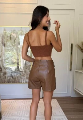 SHORT SAIA ERICA - COSH JEANS - Marrom