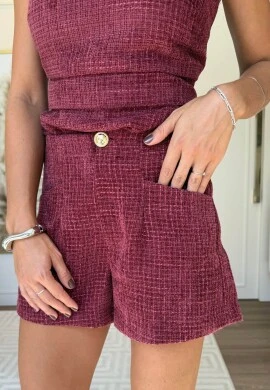 SHORTS AVELUDADO TWEED - COSH JEANS - Bordo