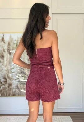 SHORTS AVELUDADO TWEED - COSH JEANS - Bordo