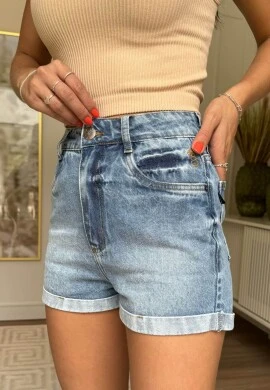 SHORTS FEMININO BOY SALETE - COSH JEANS - Jeans marmorizado