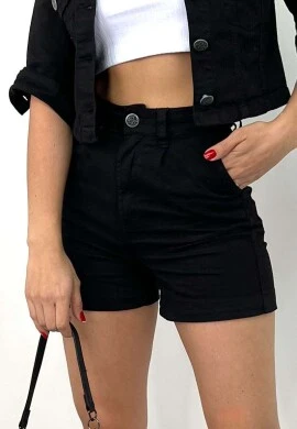 SHORTS JEANS VERA COLLOR FEMININO  COSH JEANS - Preto