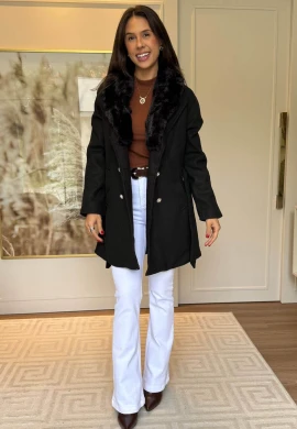 SOBRETUDO CIDA PELUCIADO - COSH JEANS - Preto