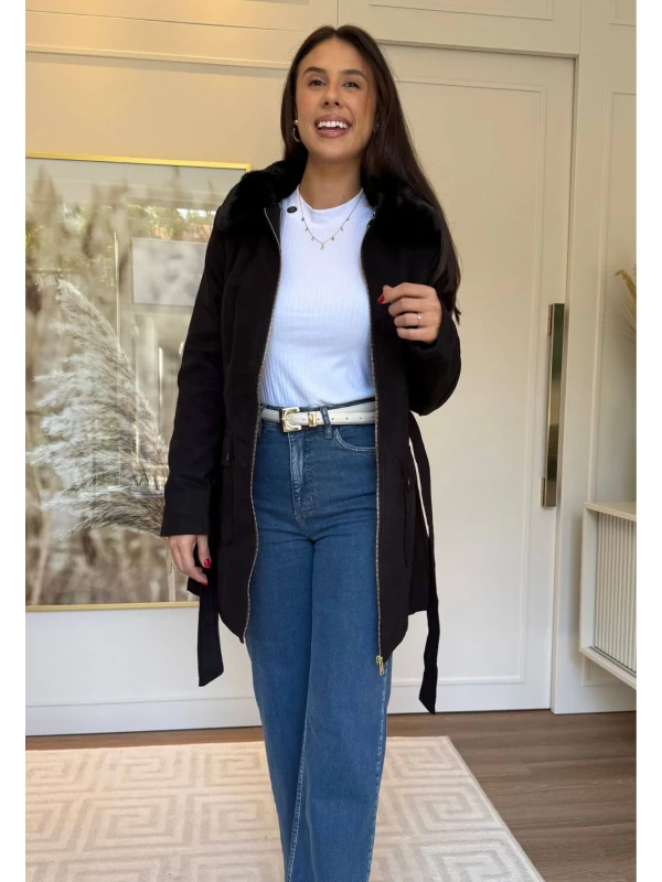 SOBRETUDO ELDA LÃ BATIDA - COSH JEANS - Preto