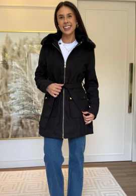 SOBRETUDO ELDA LÃ BATIDA - COSH JEANS - Preto