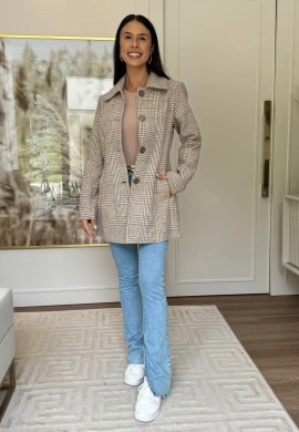 SOBRETUDO FEMININO LÃ BATIDA BETINA - COSH JEANS - Capuccino