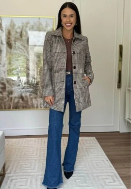SOBRETUDO FEMININO LÃ BATIDA BETINA - COSH JEANS - Marrom