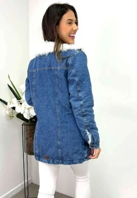 SOBRETUDO JEANS MEDIO PELUCIADO FEMININO - COSH JEANS - Jeans