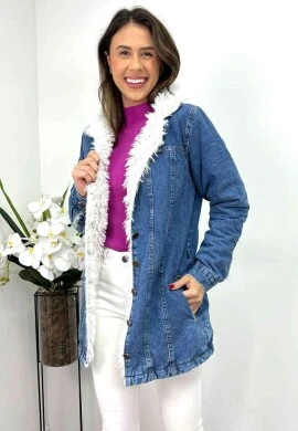 SOBRETUDO JEANS MEDIO PELUCIADO FEMININO - COSH JEANS - Jeans