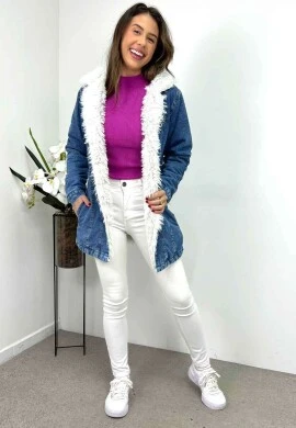 SOBRETUDO JEANS MEDIO PELUCIADO FEMININO - COSH JEANS - Jeans