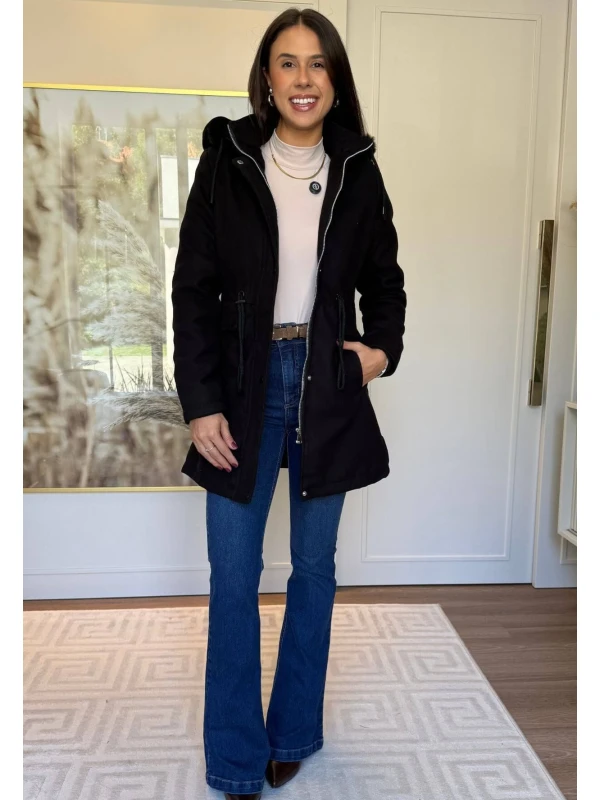 SOBRETUDO SARA LÃ BATIDA - COSH JEANS - Preto