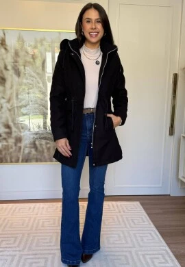 SOBRETUDO SARA LÃ BATIDA - COSH JEANS - Preto