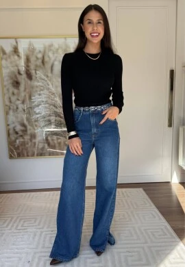 SUETER CANELADO MAGNOLIA - COSH JEANS - Preto
