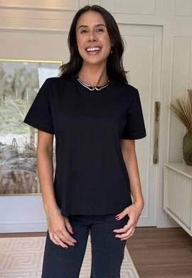 TSHIRT FEMININA BASICA MARA - COSH JEANS - Preto