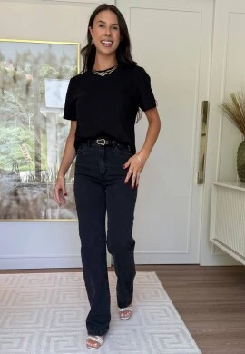 TSHIRT FEMININA BASICA MARA - COSH JEANS - Preto