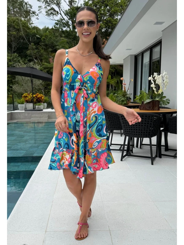 VESTIDO AMPLO DE LASTEX - COSH JEANS - Estampado