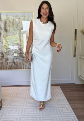 VESTIDO ARLETE DRAPEADO - COSH JEANS - Branco