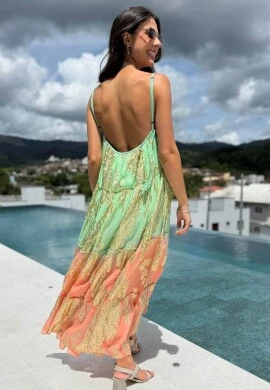 VESTIDO BOHO CHIC AMPLO - COSH JEANS - Salmão