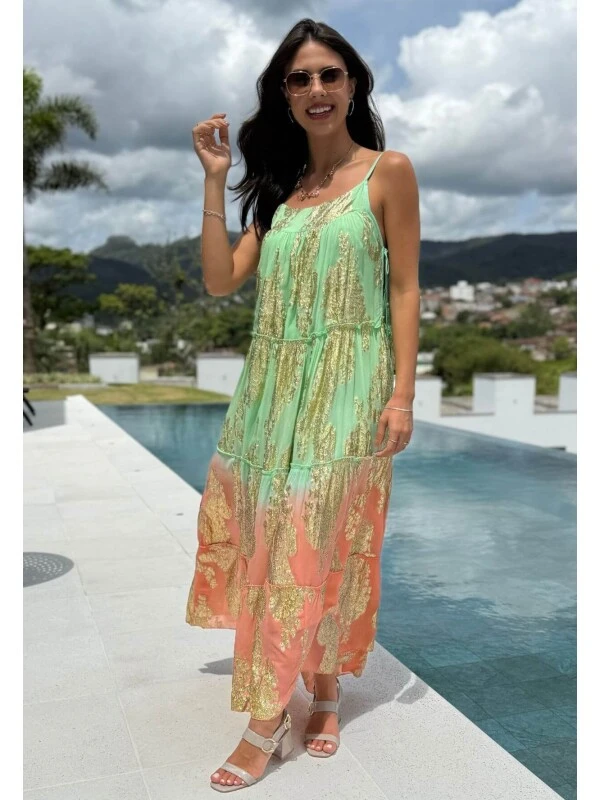 VESTIDO BOHO CHIC AMPLO - COSH JEANS - Salmão