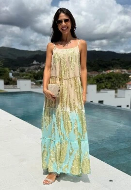 VESTIDO BOHO CHIC AMPLO - COSH JEANS - Verde agua