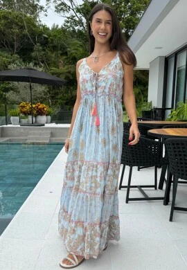 VESTIDO BOHO CHIC - COSH JEANS - Azul
