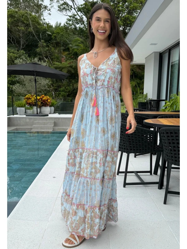 VESTIDO BOHO CHIC - COSH JEANS - Azul