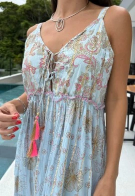 VESTIDO BOHO CHIC - COSH JEANS - Azul
