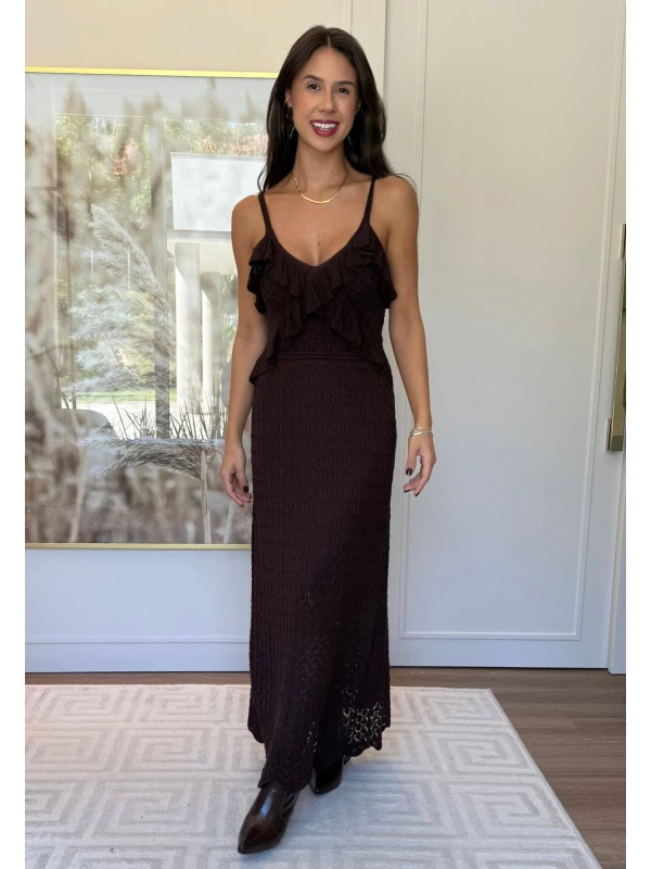VESTIDO BORDADO LARISSA - COSH JEANS - Marrom
