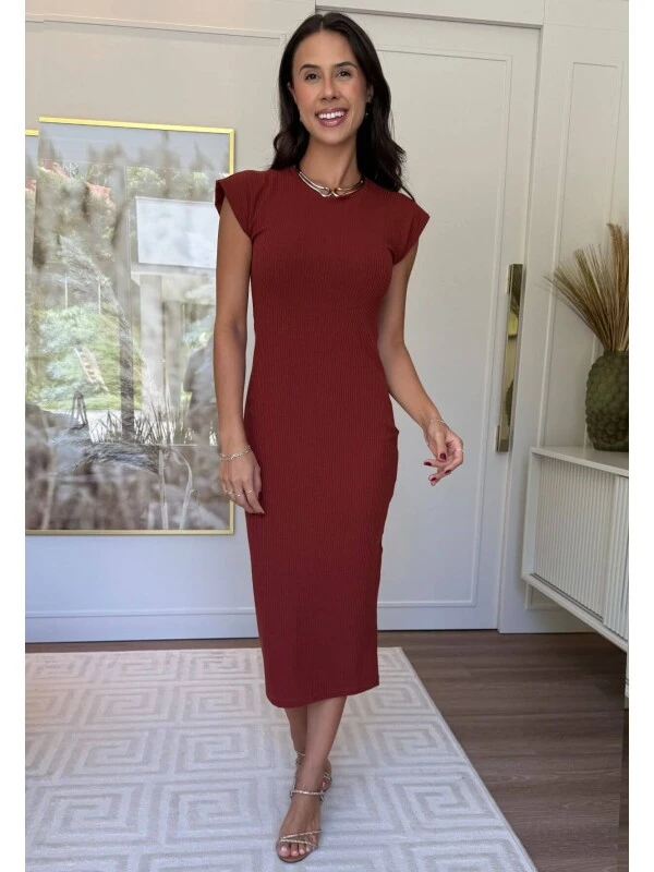 VESTIDO CANELADO IRENE - COSH JEANS - Argila