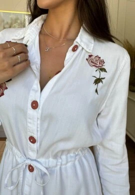 VESTIDO CHEMISE MAMUSA BORDADO - Branco