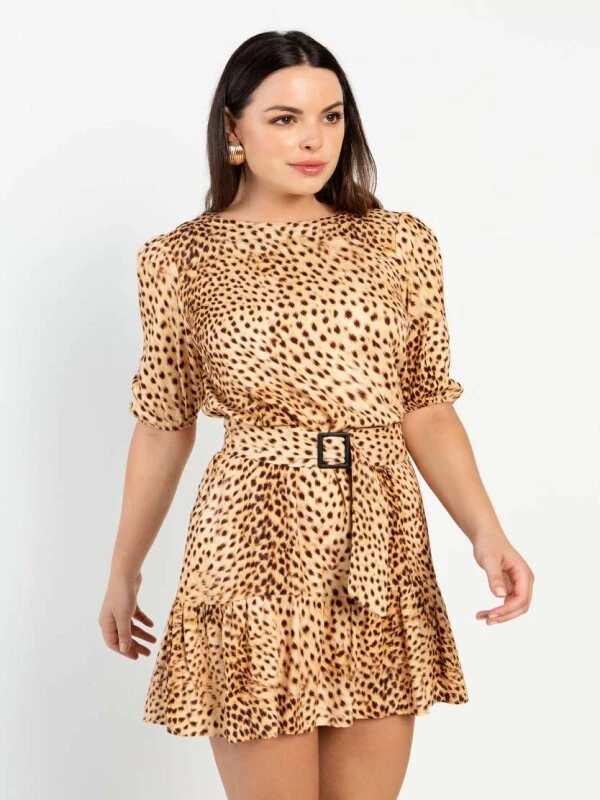 VESTIDO CURTO ANIMAL PRINT  COSH JEANS - Onça