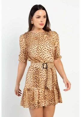 VESTIDO CURTO ANIMAL PRINT  COSH JEANS - Onça