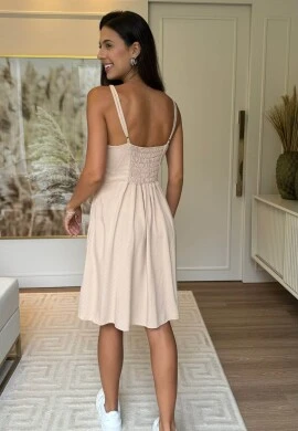 VESTIDO CURTO DE ALCINHA - COSH JEANS - Bege