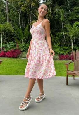 VESTIDO CURTO FEMININO LAISE - COSH JEANS - Rosa