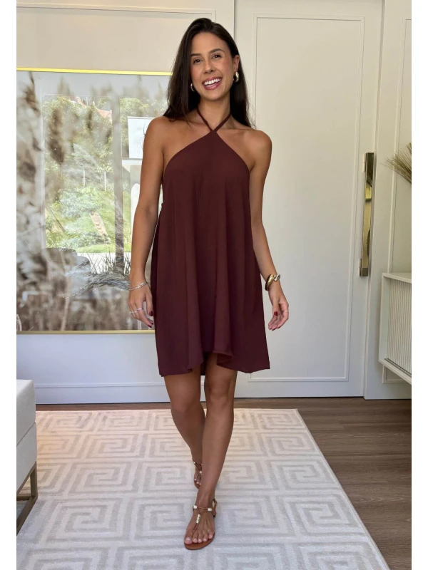 VESTIDO CURTO GISELE - COSH JEANS - Cafe
