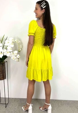 VESTIDO CURTO LASTEX - COSH JEANS - Amarelo