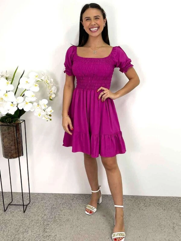 VESTIDO CURTO LASTEX - COSH JEANS - Fucsia