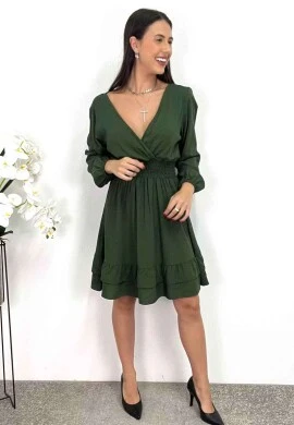 VESTIDO CURTO MANGA LONGA  COSH JEANS - Verde militar