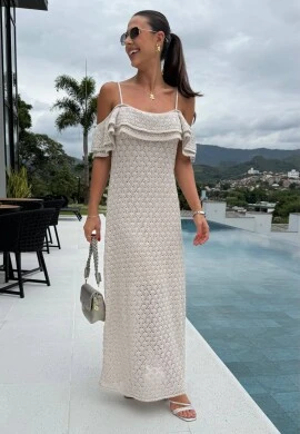 VESTIDO DE CROCHE VERANE - COSH JEANS - Cru