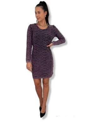VESTIDO DE LÃ MANGA LONGA  COSH JEANS - Roxo estonado