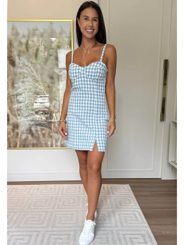 VESTIDO DE TWEED BETINA - COSH JEANS - Azul