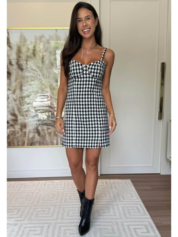 VESTIDO DE TWEED BETINA - COSH JEANS - Preto