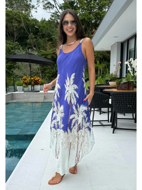 VESTIDO ESTAMPADO - COSH JEANS - Azul