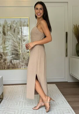 VESTIDO FEMININO AURORA - COSH JEANS - Areia
