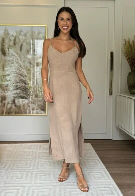VESTIDO FEMININO AURORA - COSH JEANS - Areia