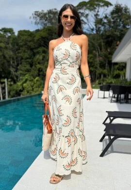 VESTIDO FEMININO BORDADO - COSH JEANS - Laranja