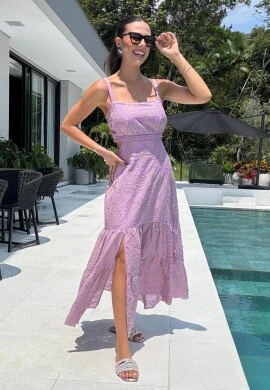 VESTIDO FEMININO BORDADO - COSH JEANS - Lavanda
