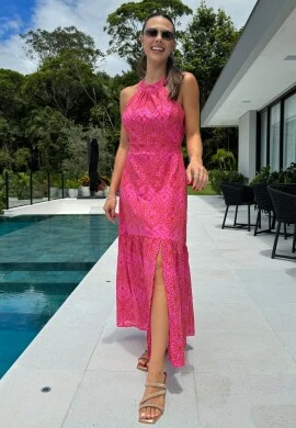 VESTIDO FEMININO BORDADO SANTORINI - COSH JEANS - Rosa