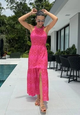 VESTIDO FEMININO BORDADO SANTORINI - COSH JEANS - Rosa