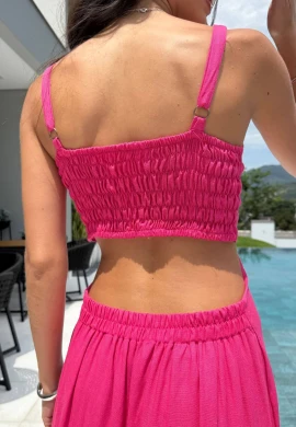 VESTIDO FEMININO COM FENDA LATERAL NATI - COSH JEANS - Pink